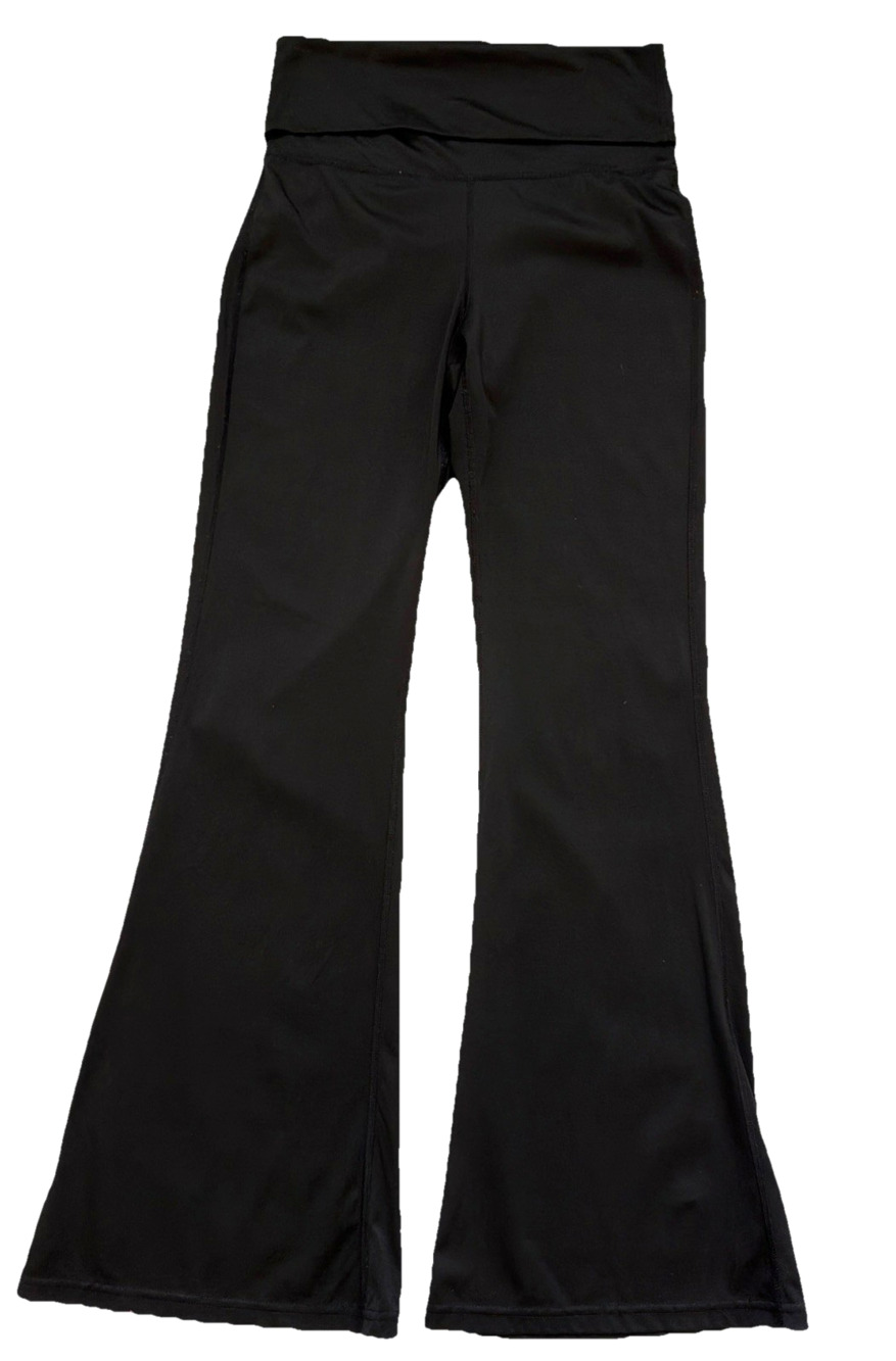 Free Haven Fold Over Flare Leggings Womens Medium Black Workout Athleisure Retro